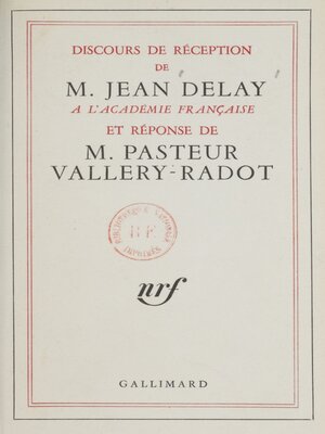cover image of Discours de réception de M. Jean Delay à l'Académie française